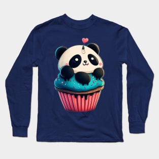 Kawaii Cute cupcake Panda Long Sleeve T-Shirt